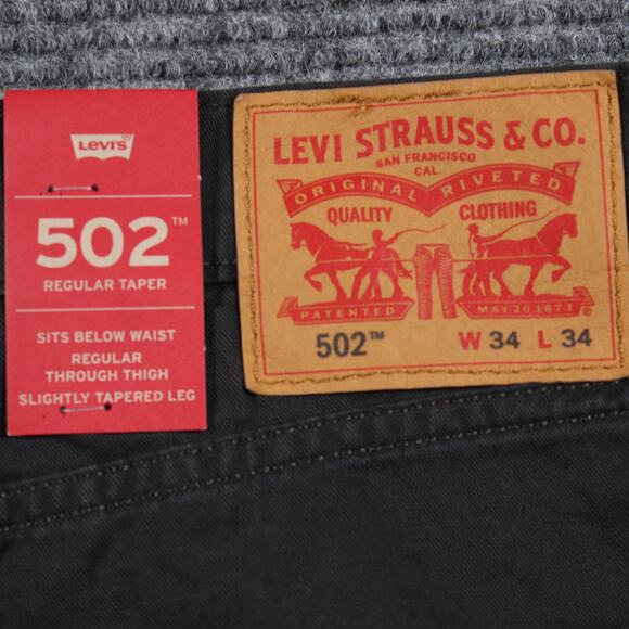 Levi’s 502 Jeans Mens 34x34 Gray Regular Taper Stretch NWT - Picture 8 of 10
